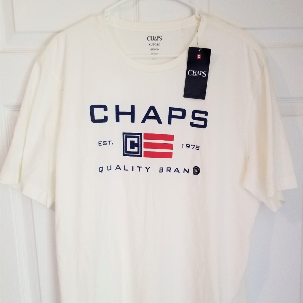Chaps Logo Front Men's Tee NWT XL Cream